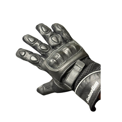 Guantes de piel para motoristas Negro