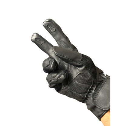 Guantes de piel para motoristas Negro