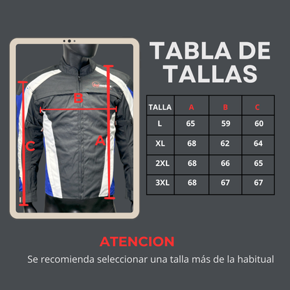 Chaqueta Motorista con Protecciones Azul